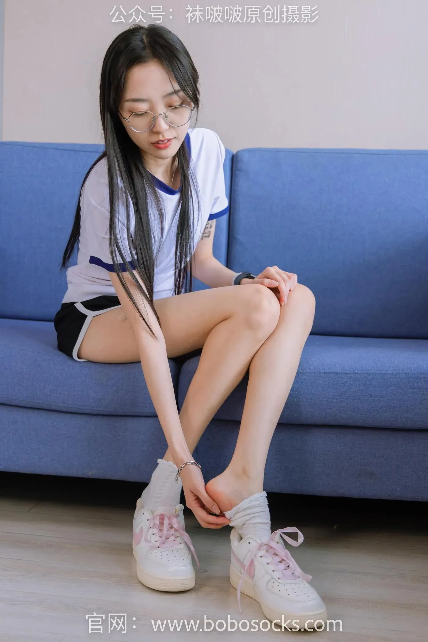 [BoBoSocks袜啵啵]NO.147 稚予-空军一号板鞋、白棉袜、体操服 [139P]插图5